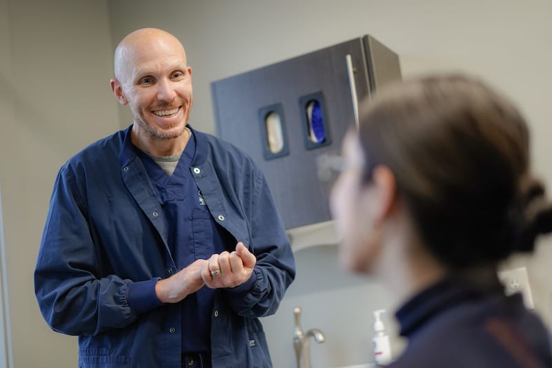 Dentist meeting with new patient interested in Invisalign